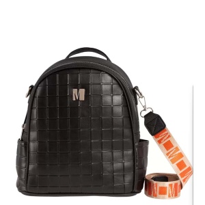 Τσάντα πλάτης και ώμου με δίχρωμο ιμάντα BLACK